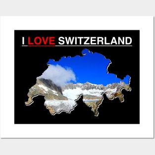 I Love Switzerland Map Rhone Glacier Posters and Art